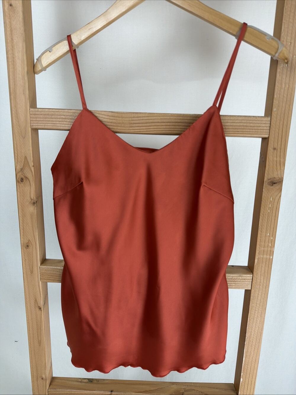 NWT Paparazzi Orange Ruffle Hem V-Neck Adjustable Satin Camisole #0950 Size M